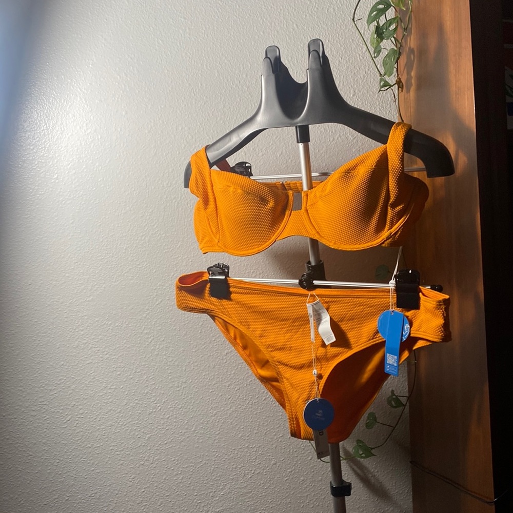 NWT orange/ tangerine two piece swimsuit